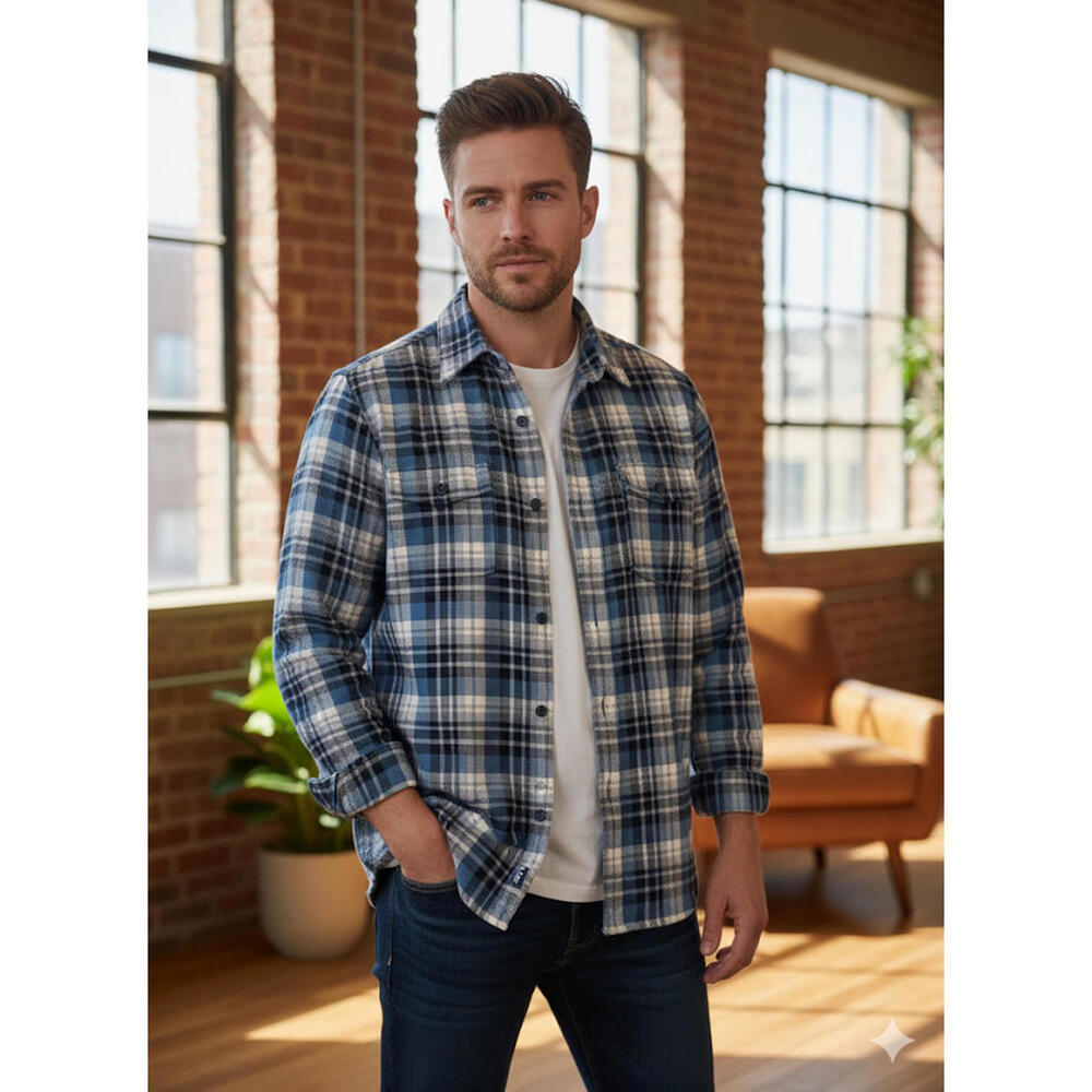 Nautica Men's Blue Plaid Button-Up Shirt L NWT